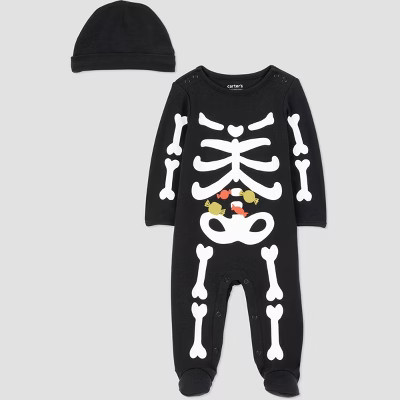 Carter's Just One You® Baby 2pc Halloween Skeleton Sleep N' Play with Hat - Black | Target