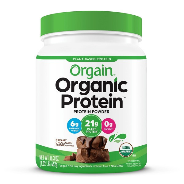 Orgain Organic Plant Based Protein Powder, Creamy Chocolate Fudge, 21g Protein, Vegan - 1.02 lb | Instacart