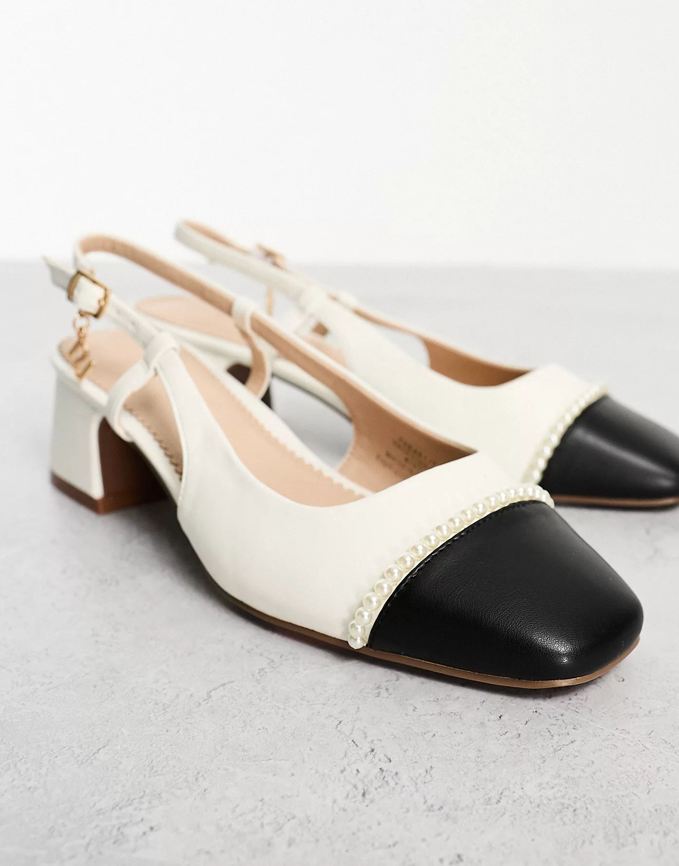 Rver Island block heel slingback ballet shoe in white | ASOS (Global)