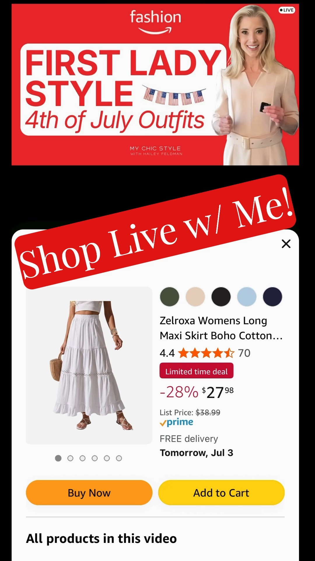Red, white, and effortlessly chic — join me live for 4th of July weekend outfit ideas, from linen sets to sandals and easy summer layers. Quiet luxury looks that feel elevated without trying too hard. Shop everything I'm wearing in real time! Hi! Welcome back to My Chic Style! I'm Hailey, your trusted guide to discovering the best classic chic products online. 

➡ JOIN: https://www.amazon.com/live/broadcast/93f2b8ff-ce41-49e0-b75a-d3d63b9f25c4?linkCode=ilv&ref_=social&tag=haileyfeldman-20
➡ DATE: Livestream starting at 12:15 PM on Thursday, July 2, 2026

⭐️ You don't have to be a First Lady to dress like one! Join me live for polished, red-white-and-refined outfit ideas for 4th of July weekend. Shop elevated basics, tailored pieces, and quiet luxury styles that are put-together without trying too hard.

#LTKgrwm #LTKPetite #LTKdayinmylife