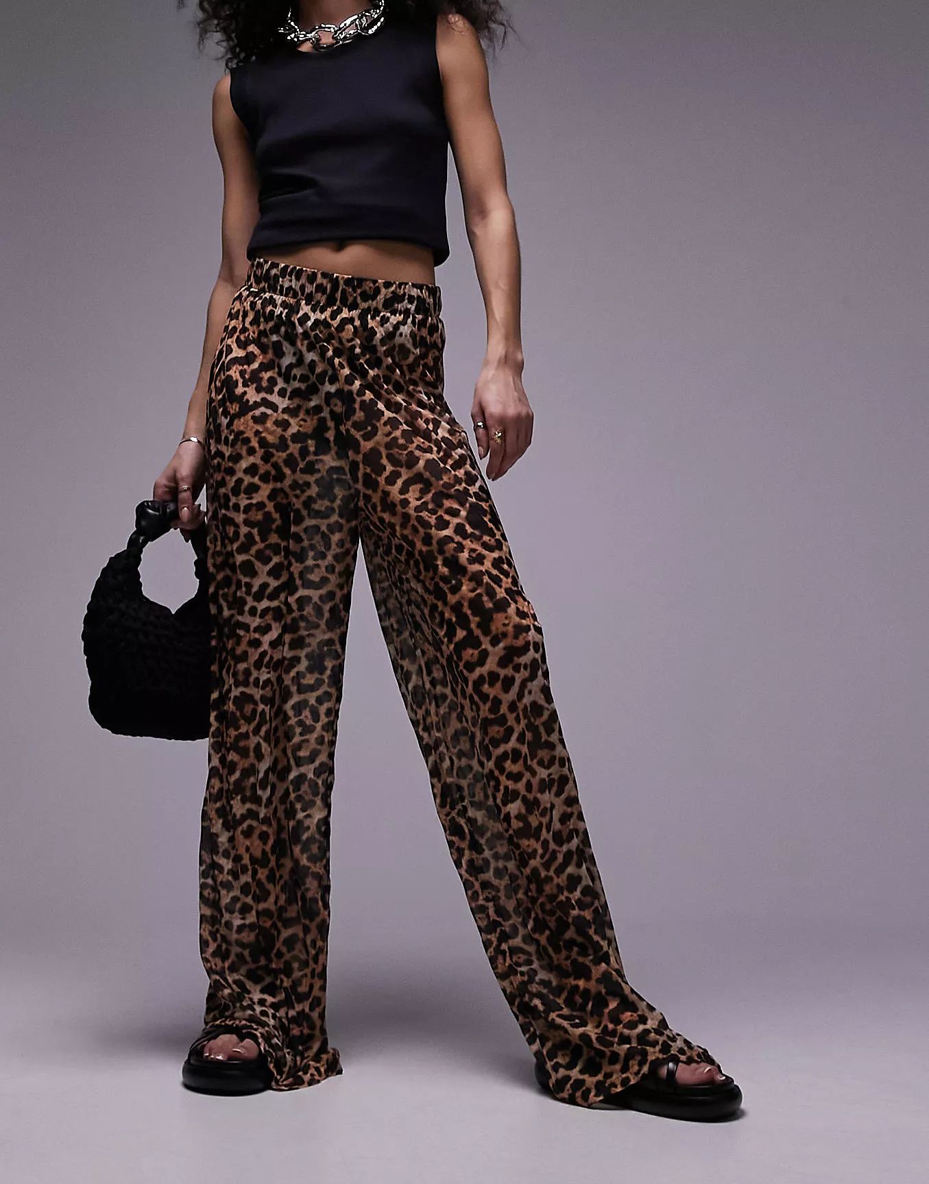Topshop leopard print crinkle trouser in brown | ASOS | ASOS (Global)
