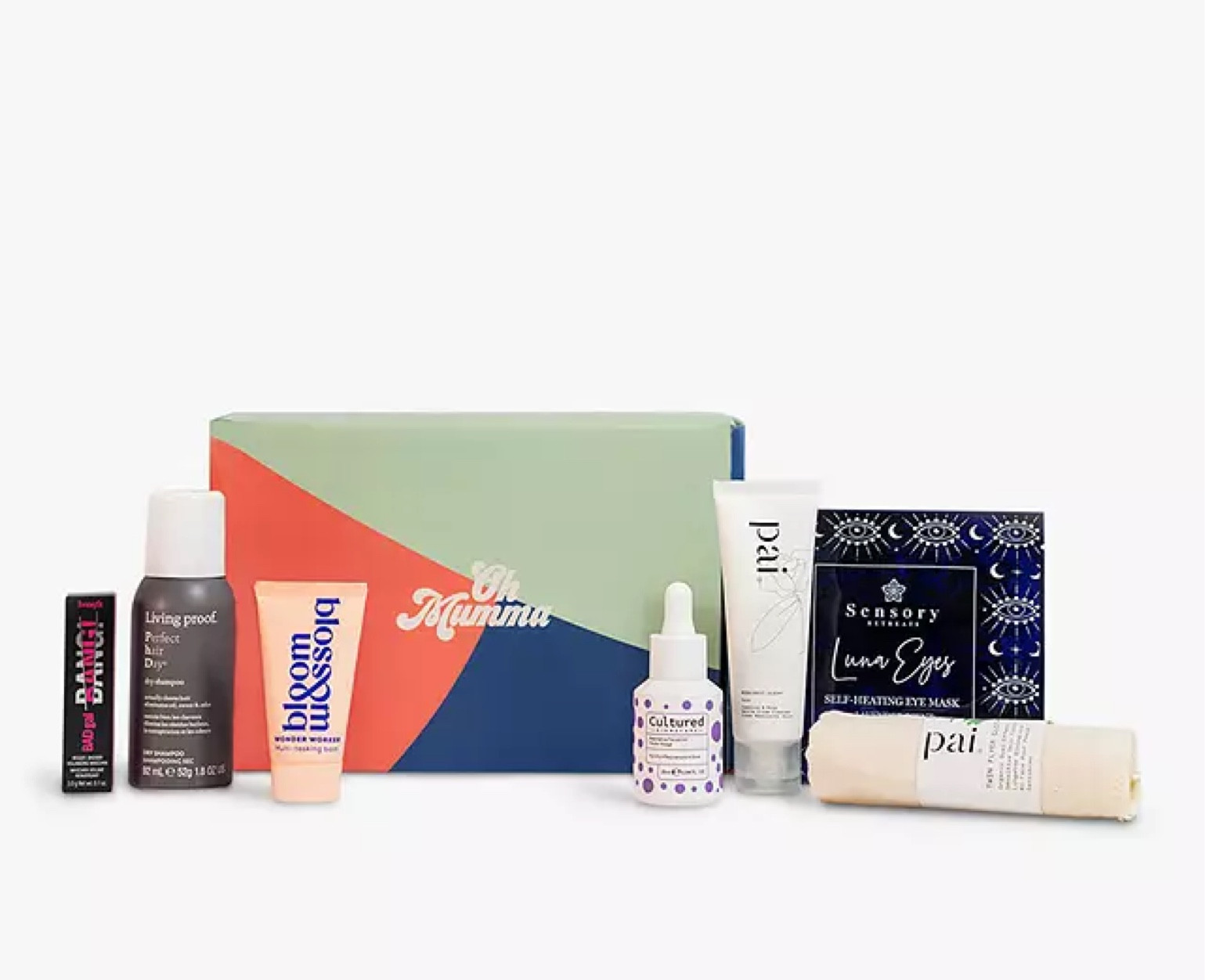 Oh Mumma New Mum Essentials Box 
Tired mums need all the love they can get and trust us, it’s the small things that make a Mumma feel seen. Oh Mumma is the ultimate mum-approved beauty box (with added goodness to make life better) with self-care made simple for the modern mum. The New Mumma Essential Box was made to tell all new mums they’re incredible with products picked to make little moments of self-care super easy.

Curated by two beauty experts who happen to be mums, each box brings together the best mum-tested and often mum-created products from both big brands you’ll recognise and smaller brands you’ll love just as much. Every brand is cruelty-free and chosen because it is simply the best...that’s exactly what mums deserve.

The set includes:

Pai Skincare Middlemist Seven (50ml) Camellia & Rose Gentle Cream Cleanser + Cloth: Features a trio of oils that cleanse skin with ease while protecting the skin's delicate oil and PH balance. Perfect for sensitive skin
Cultured Biomecare Resilience Facial Oil (25ml). For skin that will appear rejuvenated, smoothed and glowing this oil strengthens the skin's barrier when you use it night or day. It's vegan and cruelty free too.
Sensory Retreats Luna Eyes Self-Heating Eye Mask. A chance to escape, relax and chill with a 20 min Self-Heating eye mask every mum needs to shut out the world for a bit.
Bloom & Blossom Wonder Worker (25ml): intensive moisturising multi-tasking balm softens lips, soothes wind-chapped skin, nourishes cuticles, and protects babies' behinds.
Benefit Cosmetics Bad Gal Bang Mascara (3g): The 36-hour full-blast formula creates massive volume without weighing lashes down as it's super lightweight making it perfect for tired eyes.
Living Proof Perfect Hair Day Dry Shampoo (92ml): A dry shampoo that actually cleans hair, eliminating oil, sweat, and odor.

#LTKfamily #LTKbaby #LTKGiftGuide