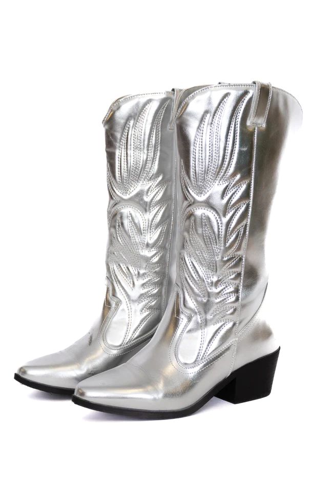 Dixie Silver Western Boots | Pink Lily