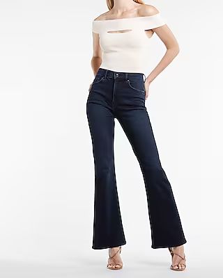High Waisted Supersoft Dark Wash Flare Jeans, Women's Size:2 | Express