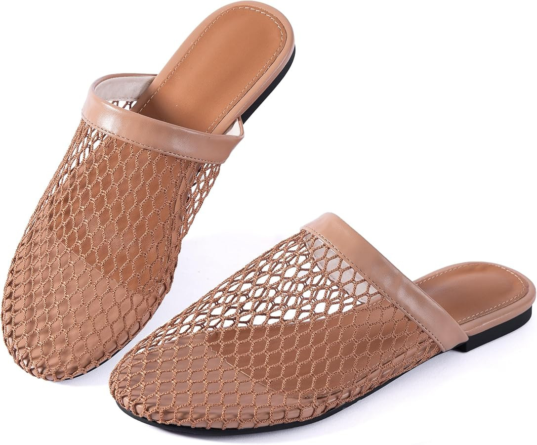 Mtzyoa Women Flat Sandals Mesh Knit Hollow Braided Summer Breathable Openwork Cushioned Non Slip ... | Amazon (US)
