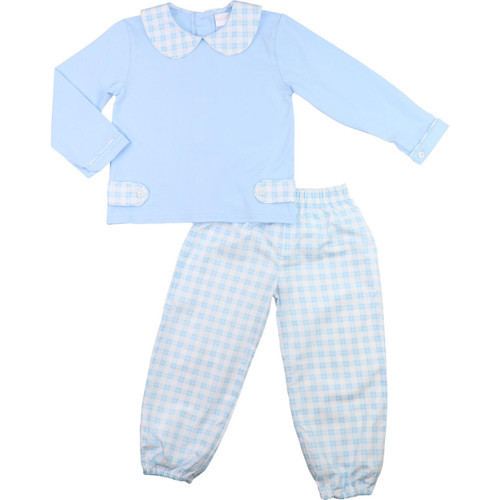 Blue Check Ankle Pant Set | Cecil and Lou