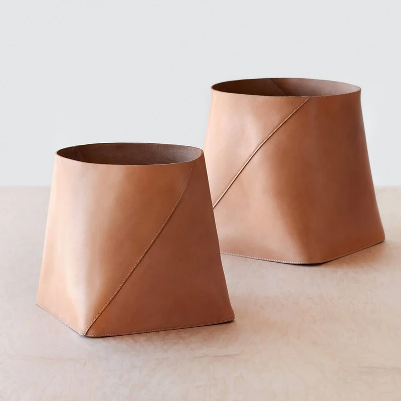 Azad Tall Leather Storage Bins | The Citizenry