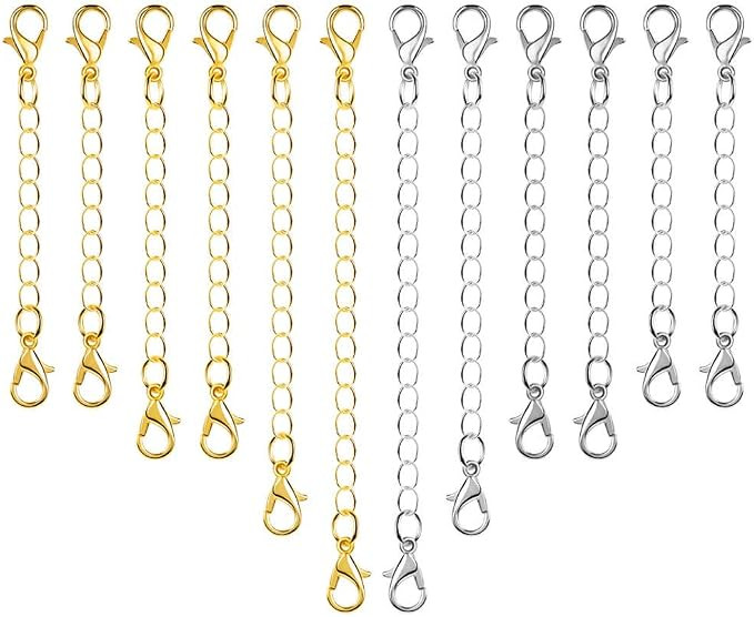 Paxcoo 12Pcs Chain Extender Jewelry Necklace Lobster Clasps and Closures for Necklace Bracelet Je... | Amazon (US)