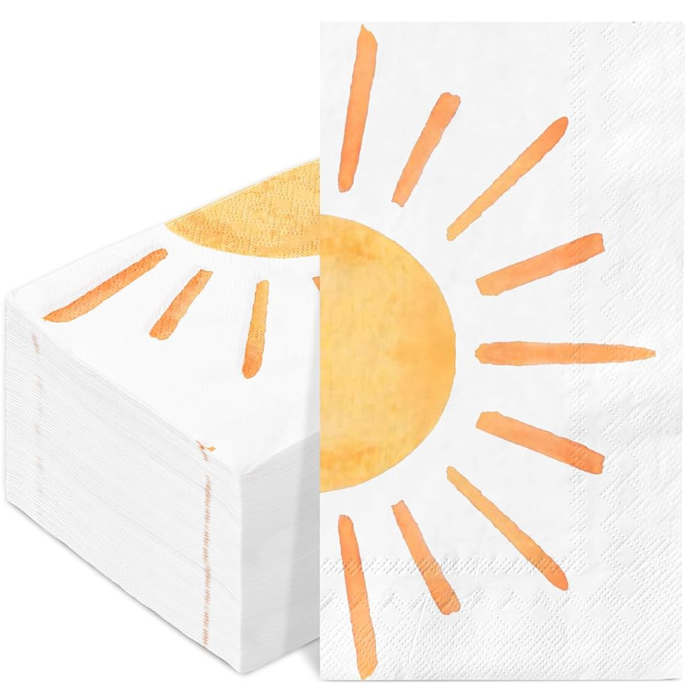 100Pcs Boho Sun Paper Guest Napkins First Trip Around The Sun Bathroom Napkins Sunshine Disposabl... | Amazon (US)