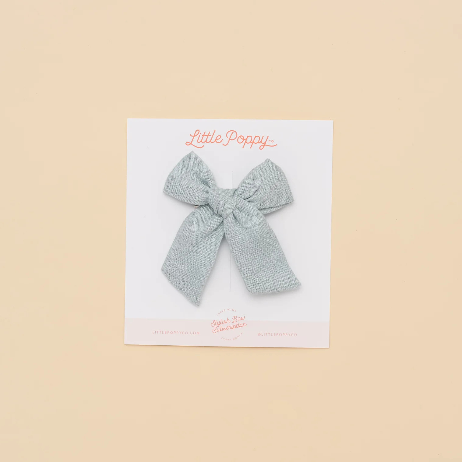 Light Blue Linen Bow for Girls, Spring Bow | Little Poppy Co