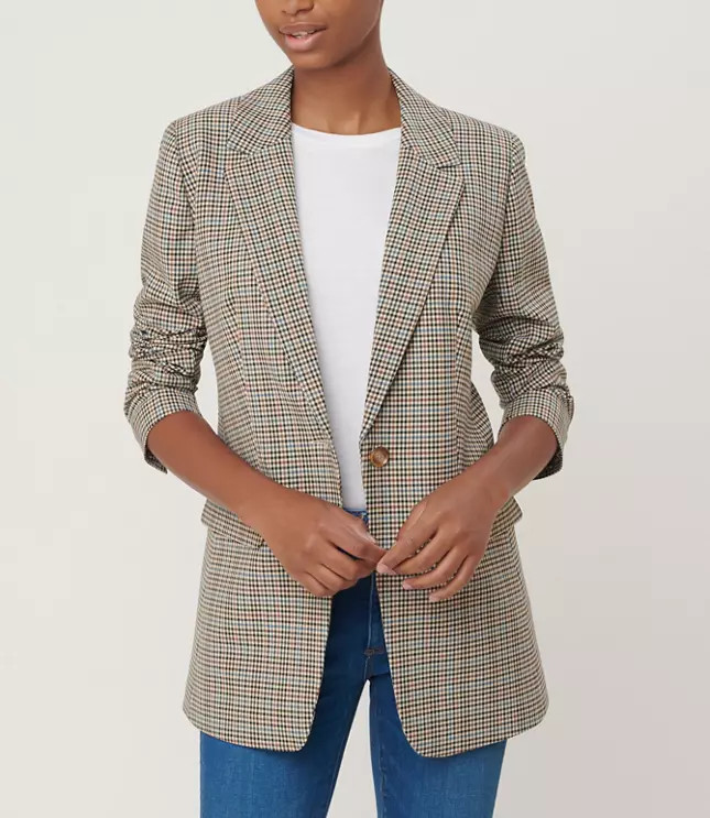 Checked Long Modern Blazer | LOFT | LOFT