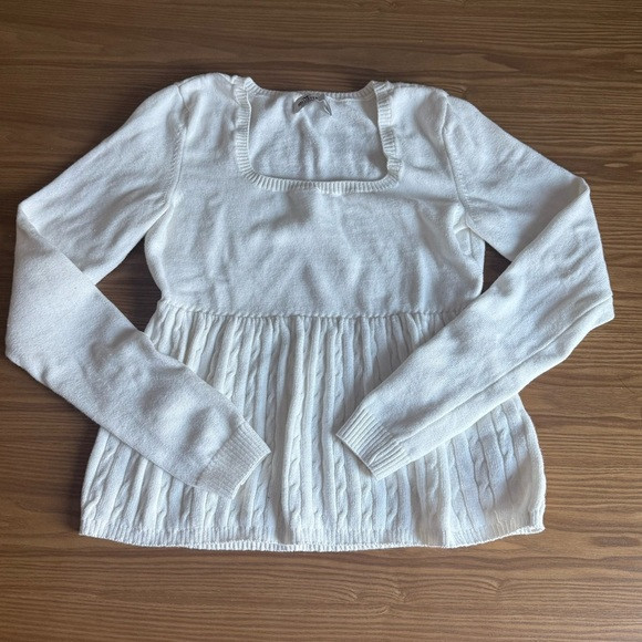Y2K Babydoll Blouse -Cream White Knit Hollister M | Poshmark