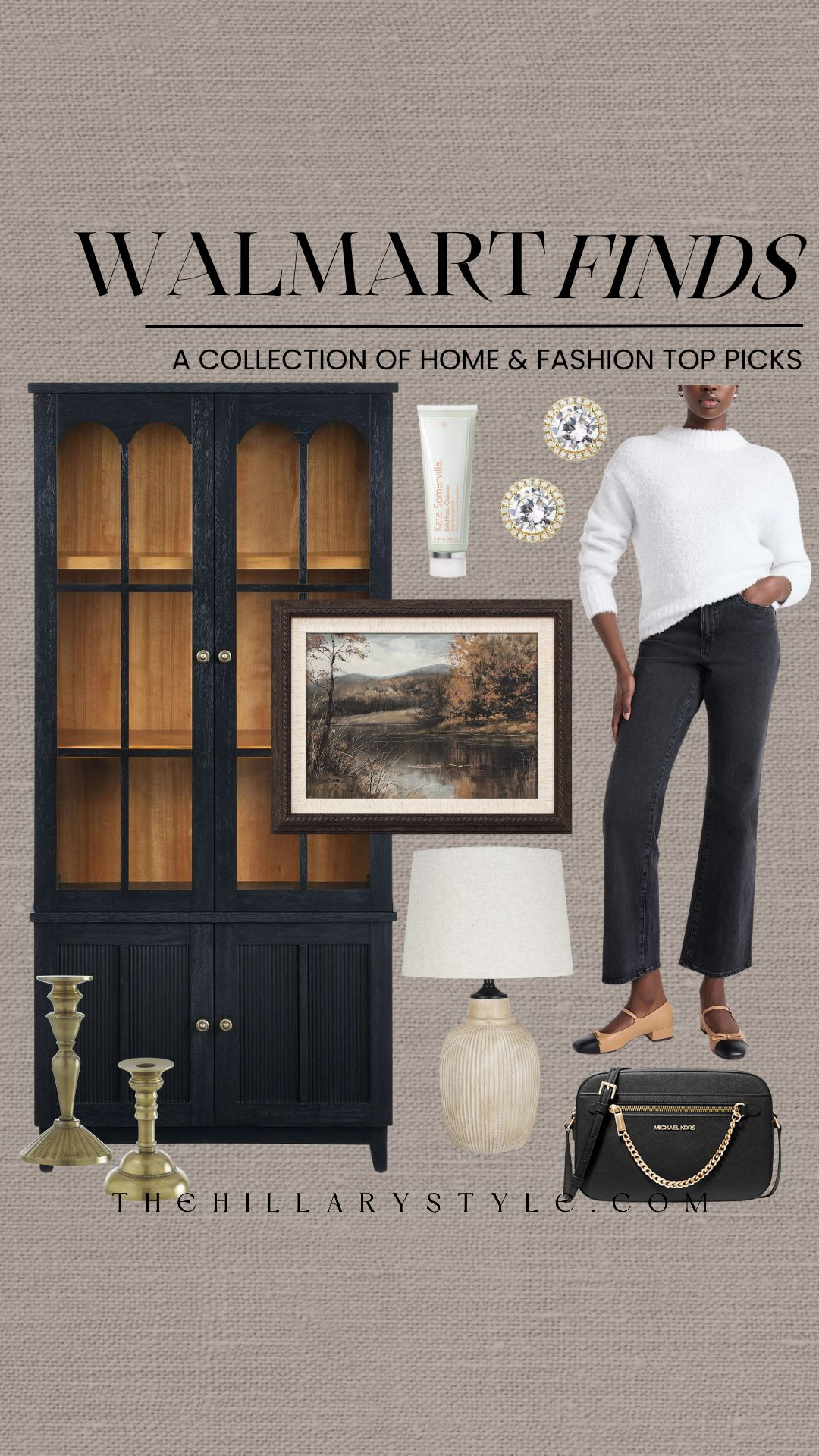 Walmart Finds | Chic Winter Neutrals |  Home & Fashion
Elevate your everyday look and home aesthetic with these affordable Walmart finds! We are leaning into the quiet luxury trend this season with a cozy cream ribbed sweater paired with the perfect dark wash flare jeans. These classic wardrobe staples are elevated by timeless cap-toe flats and a sleek crossbody bag—perfect for that French girl aesthetic.

Transition your space for the season with moody traditional home decor, like this stunning black hutch and vintage-inspired gold accents. Whether you’re refreshing your winter capsule wardrobe or your living room, these budget-friendly pieces look high-end without the price tag.

#TheHillaryStyle #WalmartFashion #WalmartHome #WinterOutfits #QuietLuxury #AffordableStyle #CapsuleWardrobe #HomeDecorIdeas #MoodyInteriors #PinterestStyle #CasualChic #LTKunder50 #WinterNeutrals #ClassicStyle 

 

#LTKootd #LTKSeasonal #LTKHome