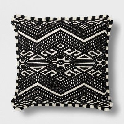 Fringed Jacquard Euro Pillow Black - Opalhouse™ | Target