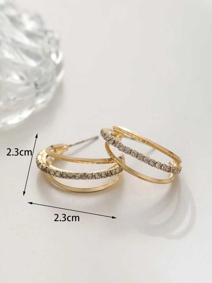 1pair Multi-layer C-shaped Rhinestone Ear Cuff | SHEIN