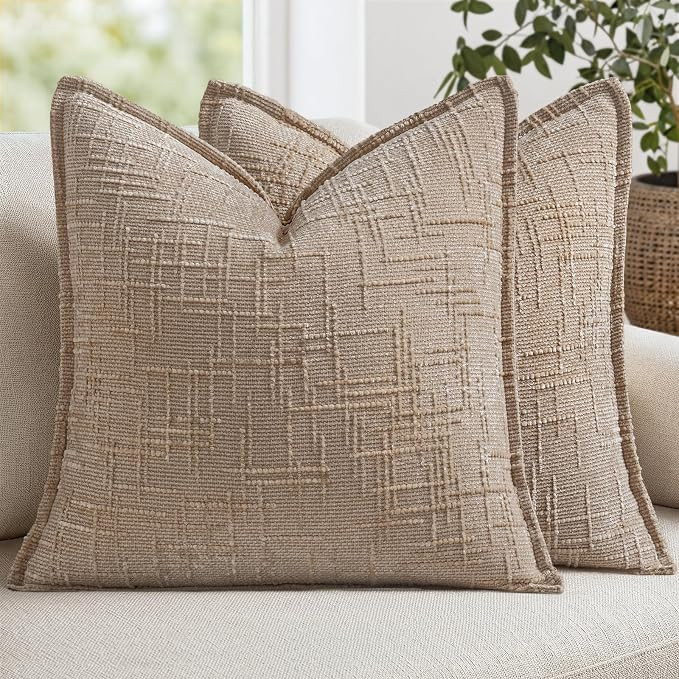 MIULEE Slubby Textured Decorative Throw Pillow Covers 20x20 Inch Set of 2 Boho Farmhouse Soft Coz... | Amazon (US)