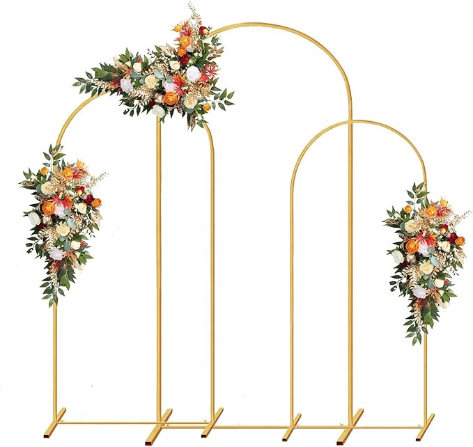 Metal Wedding Arch Backdrop Stand,3-Piece Gold Arch Backdrop Stand for Wedding Ceremony Bridal Pa... | Amazon (US)