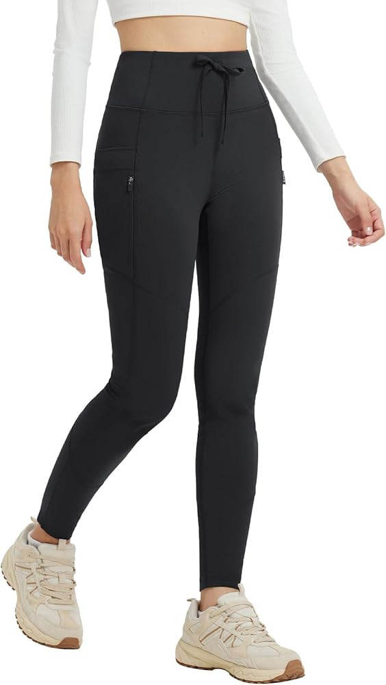 baleaf Women's Fleece Lined Hiking Pants Ripstop Snow Water Resistant Leggings Zip Pockets Therma... | Amazon (US)