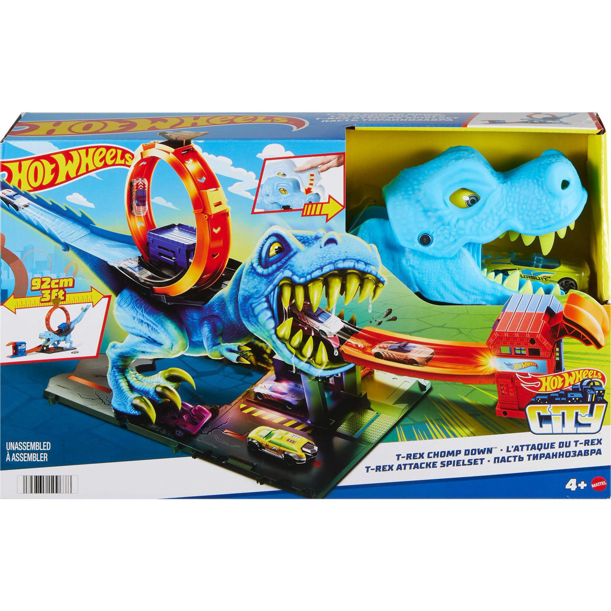 Hot Wheels City T-Rex Dinosaur Chomp-Down Track Set with a Huge Loop & 1:64 Scale Toy Car for Age... | Walmart (CA)