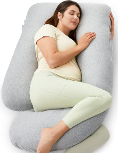Momcozy U Shaped Pregnancy Pillows with Cotton Removable Cover, 57 Inch Full Body Pillow Maternit... | Amazon (US)