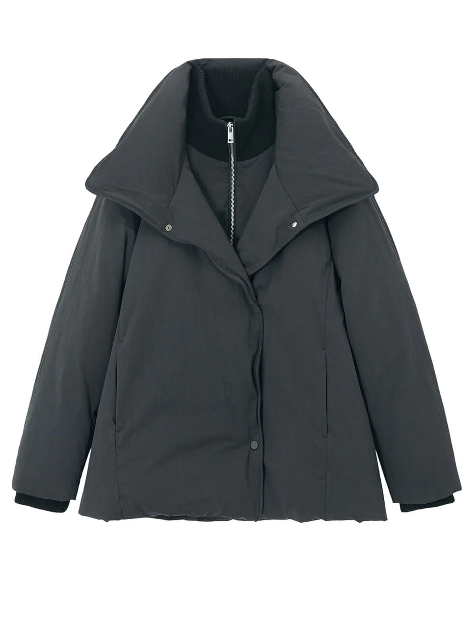 Black Layered Puffy Jacket | Pixie Market