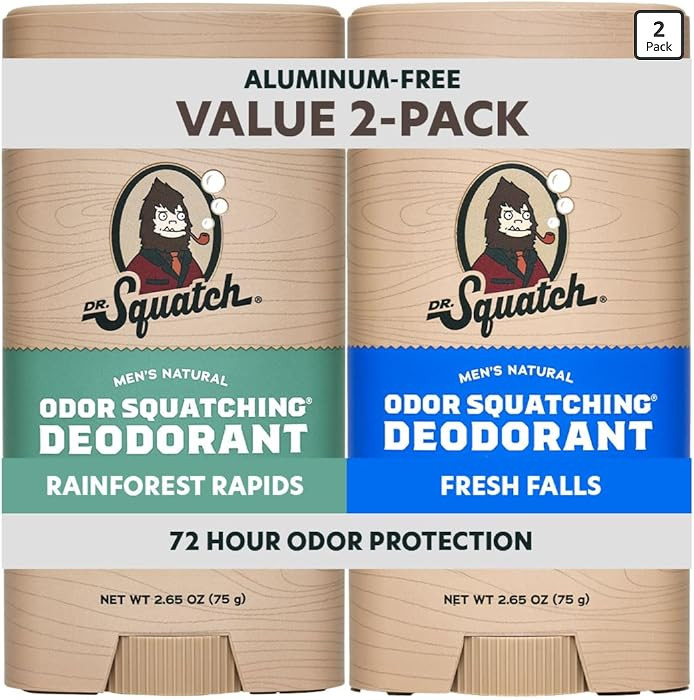Dr. Squatch Natural Men’s Deodorant – Aluminum Free Natural Deodorant Men with Charcoal & Pos... | Amazon (US)