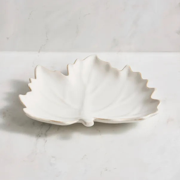 Ceramic White Maple Leaf Plate | Dunelm (migrated)