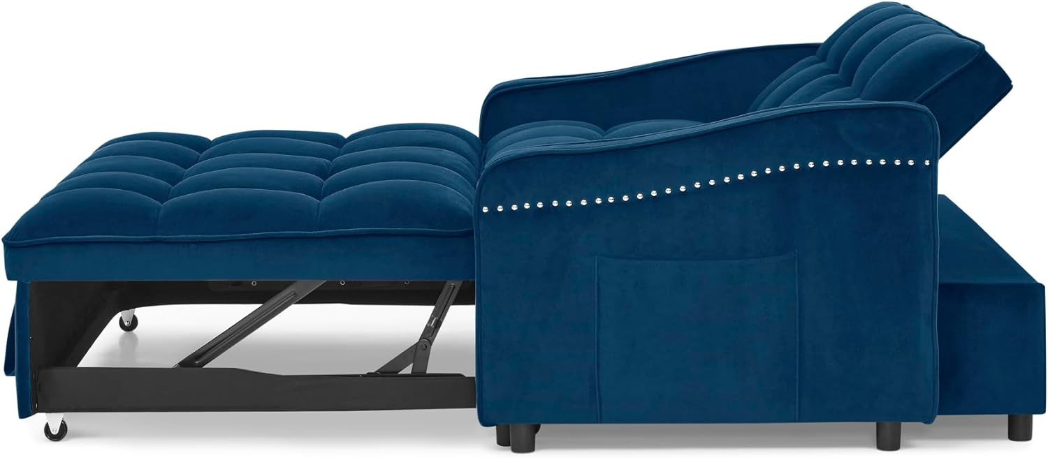 ERYE 3-in-1 Loveseat Convertible Sleeper Sofa Bed,53-Inch Velvet Upholstered Love Seat Convertibl... | Amazon (US)