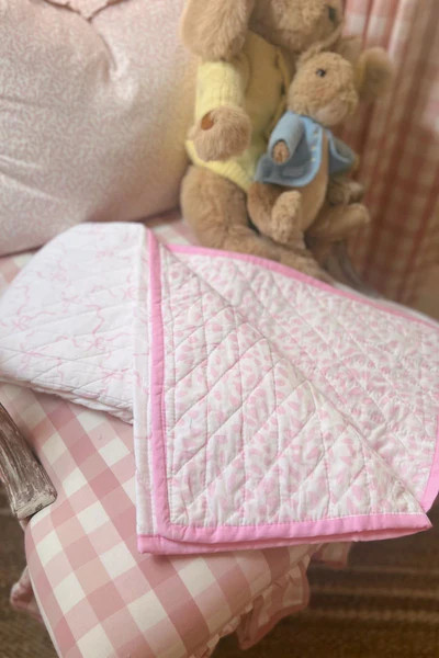Pink Bows and Pink Spot Baby Blanket | Julia Amory