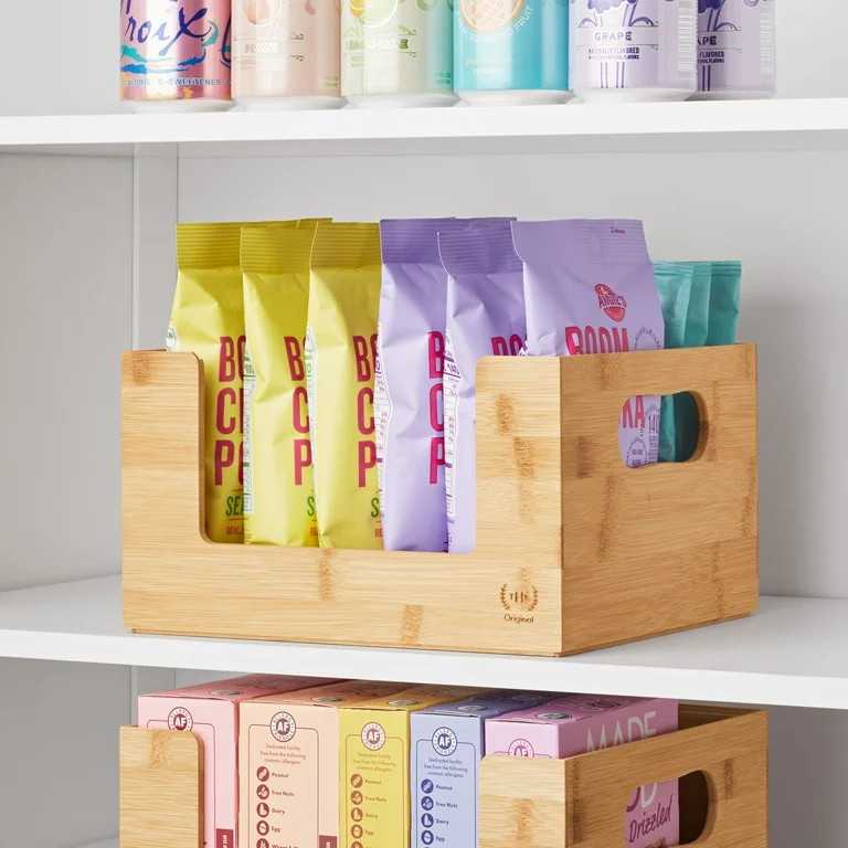 The Home Edit Bamboo Set of 2 Open Front Small Storage and Organizing Bins Brown | Walmart (US)