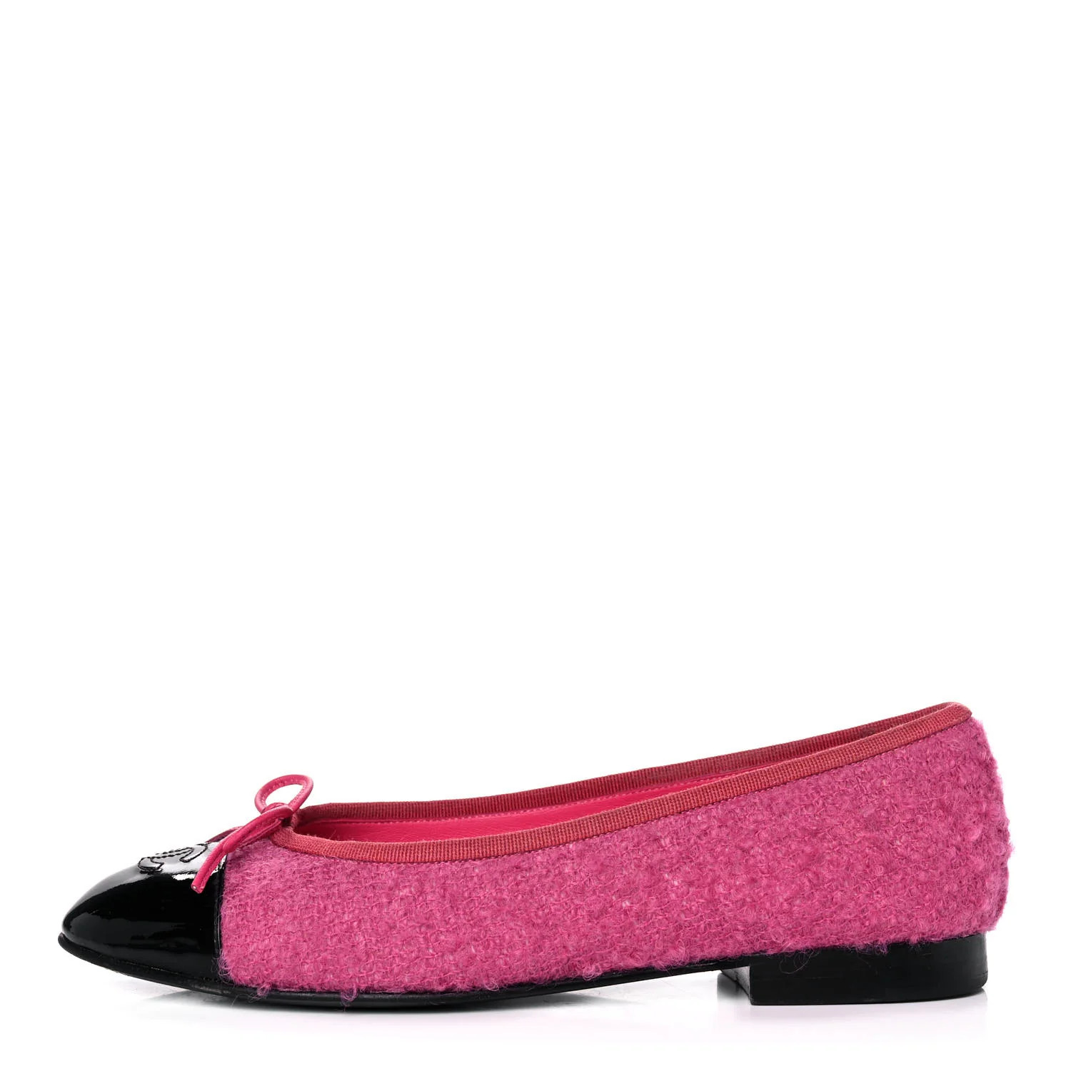 CHANEL Tweed Patent Cap Toe Ballerina Flats 39 Pink Black | FASHIONPHILE | Fashionphile