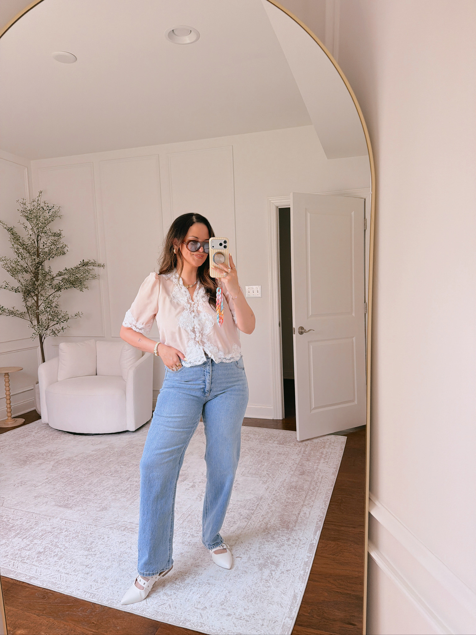 jeans are a size 12 and top is a large!
Anti-pooch outfits, cool mom outfit 

 #LTKgrwm #LTKootd #LTKMidsize