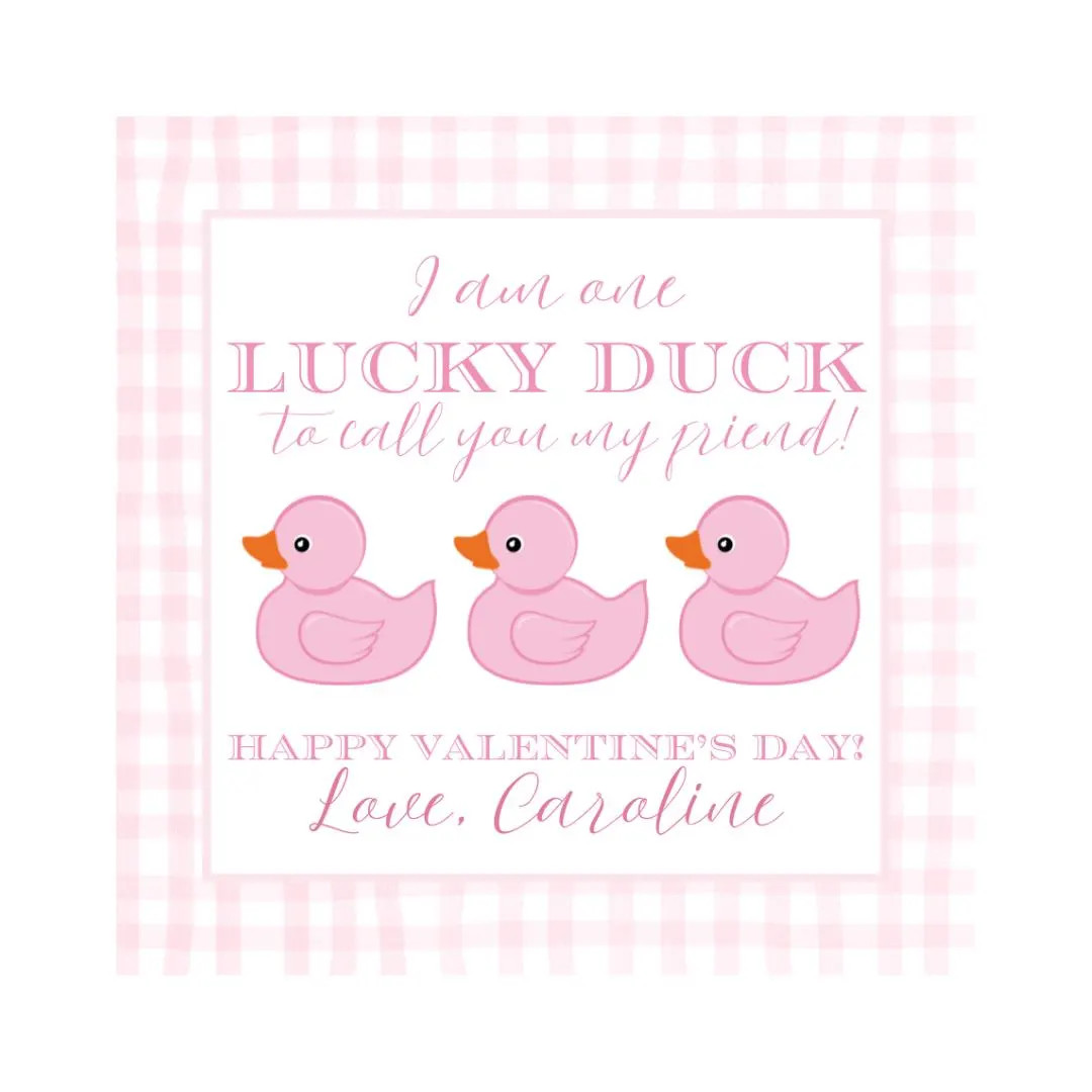 Valentine Gift Tag Rubber Duck Lucky Duck Girl/toddler/kindergarten Valentines Gift Tag Valentine... | Etsy (US)
