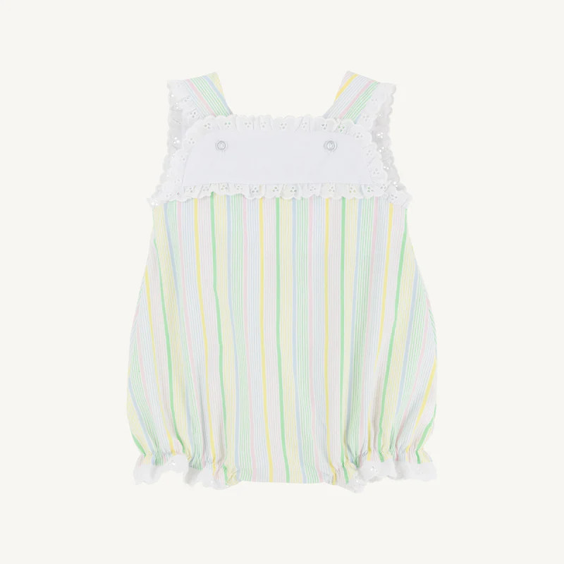 Santa Maria Seersucker with Worth Avenue White | The Beaufort Bonnet Company