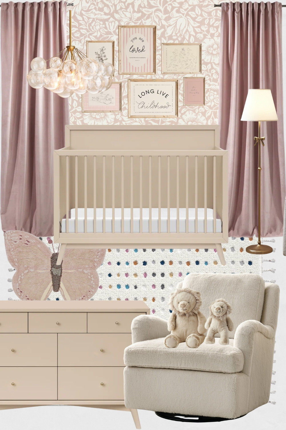 Pink Nursery Moodboard, Blush Nursery Design Ideas, Pink Nursery Decor, White Oak Crib, Nursery Dresser, Nursery Recliner Chair, Baby Room Toys, Butterfly Rug, Cute Nursery, Baby Girl Nursery Design Ideas, Daughter's Nursery

#homedecor #babyroom #nursery #pinknursery #butterflyrug #crib #nurserydresser #girlnursery #nurserydesign #nurserydecor #pinkwallart 

 

#LTKHome #LTKSaleAlert #LTKBaby