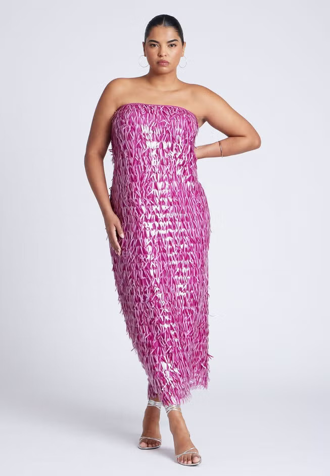 Strapless Paillette Dress | Eloquii