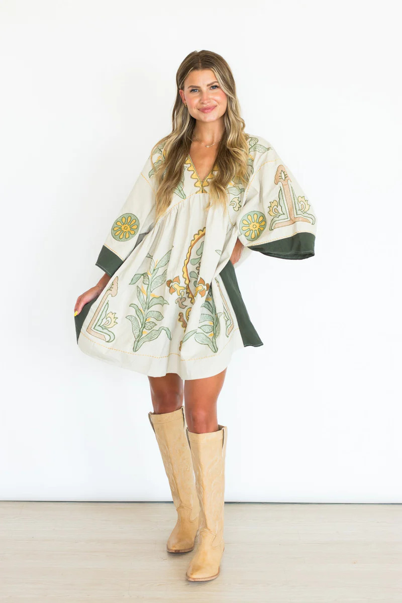PRE-ORDER: Reveal Your Heart Embroidery Dress | Apricot Lane Boutique