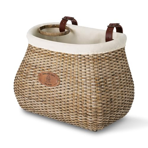 GRANNY SAYS Bike Basket Front, Natural Rattan Wicker Bike Baskets, Bicycle Basket with Cup Holder, Handmade Bike Baskets for Organizing, Storage Basket for Beach Cruisers, Ebikes | Amazon (US)