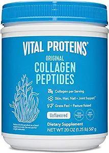 Vital Proteins Collagen Peptides Powder - Pasture Raised, Grass Fed, unflavored 20 oz | Amazon (US)