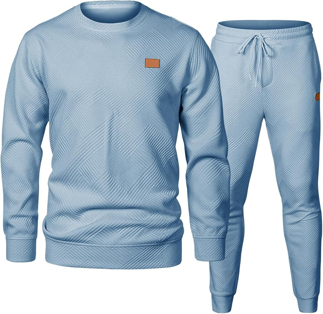 JMIERR Men's 2 Piece Outfits Knit Jacquard Pullover Sweatshirt Tracksuit & Joggers Sweatpants Swe... | Amazon (US)