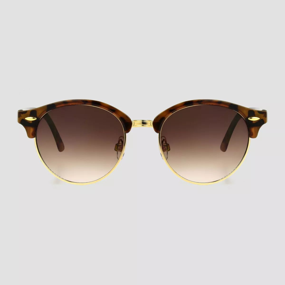 Women's Tortoise Shell Print Round Retro Metal Sunglasses - Universal Thread™ Gold | Target