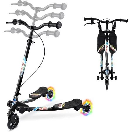 Y Flicker Scooter for Kids 3 Wheels Foldable Swing Scooter Push Drifting with Adjustable & 2 Rear LE | Walmart (US)