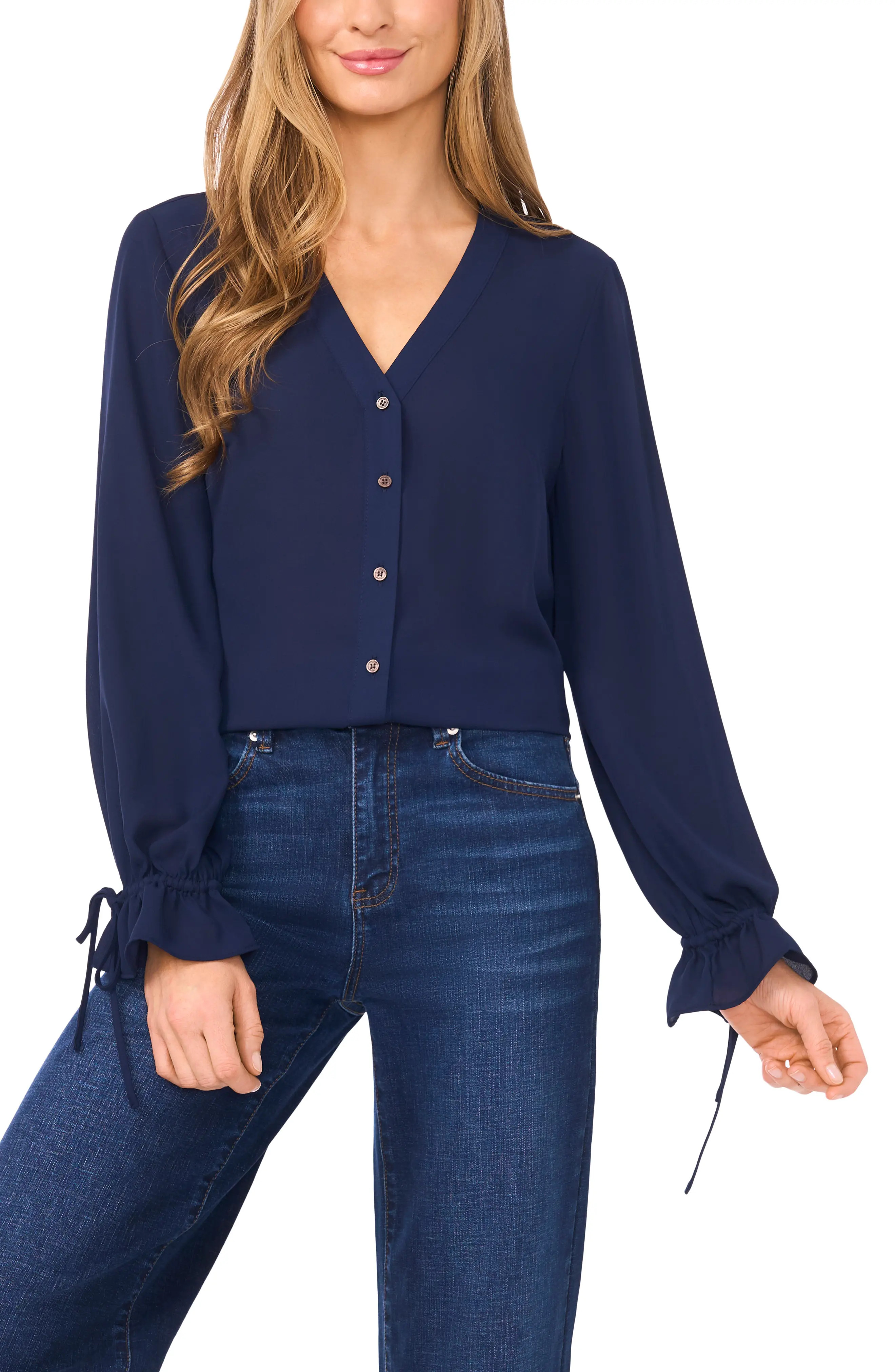 Tie Cuff Button-Up Top (Women) | Nordstrom | Nordstrom