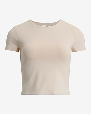 Body Contour Stretch Cotton Crew Neck Cropped Tee | Express