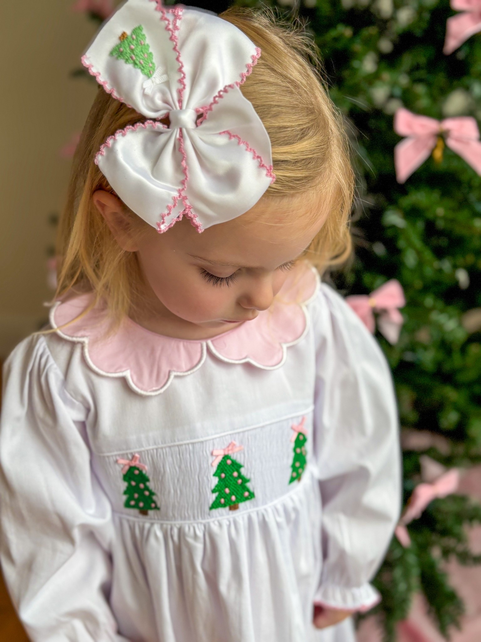 Matching Scalloped Christmas tree bow and dress! 🌲💕🎀 use code JESSICAH15 for a discount! 

#LTKKids #LTKootd #LTKHoliday