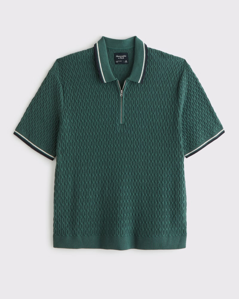 Abercrombie & Fitch Men's Tipped Zip Sweater Polo in Green - Size S | Abercrombie & Fitch (US)