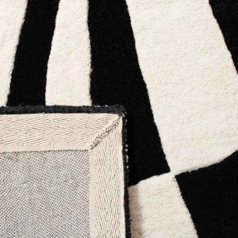 Amier Geometric Handmade Tufted Area Rug in Black/White | Wayfair North America