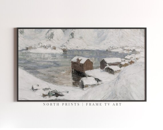 Samsung Frame TV Art  Vintage Winter Scene Oil Painting - Etsy | Etsy (US)