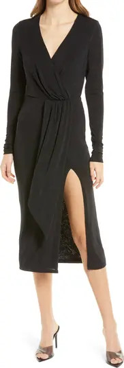 Shimmer Long Sleeve Faux Wrap Dress | Nordstrom Rack