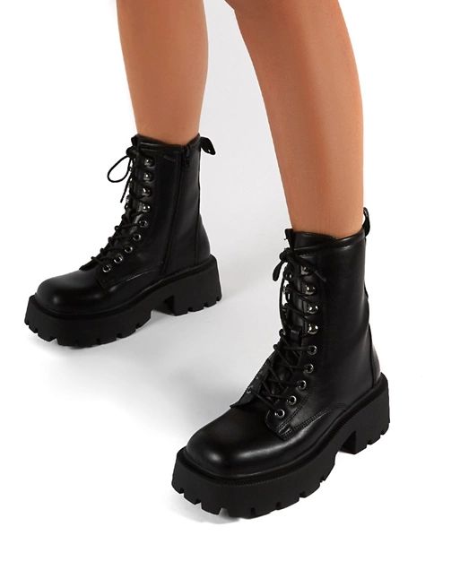 Public Desire Leader chunky lace up boots in black | ASOS (Global)